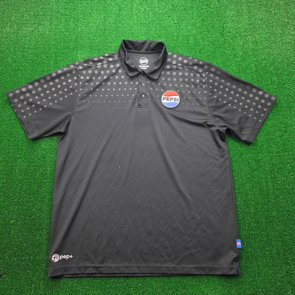 Pepsi Employee Polo Shirt Mens XL Black Short Sleeve Uniform Work Wear Polka Dot